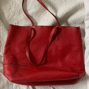Madewell leather tote, red